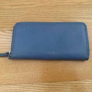 Vera Bradley Gray Zip-Around Leather Wallet